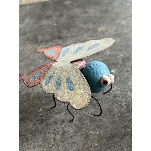 Vtg Hand Made Butterfly Bumblebee Dragonfly Wood & Metal Folk Art Figurines - Picture 4 of 10